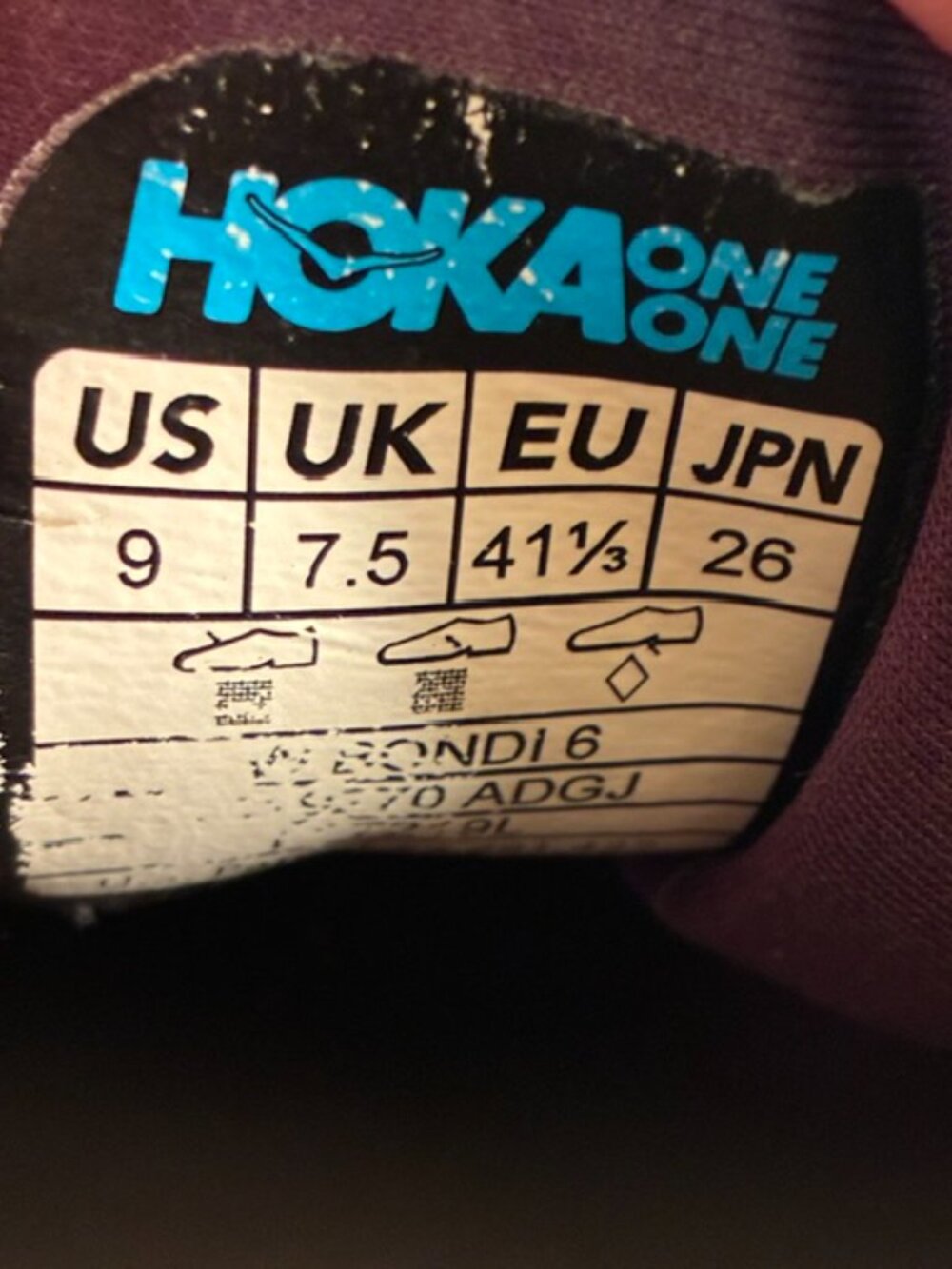 Hoka Z2435 Womens Purple One One Bondi 6 Running Shoes Size 9 - Picture 7 of 7